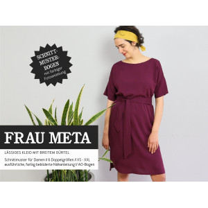 Papierschnittmuster Schnittreif FRAU META lässiges Kleid mit breitem Gürtel Xs-XXL